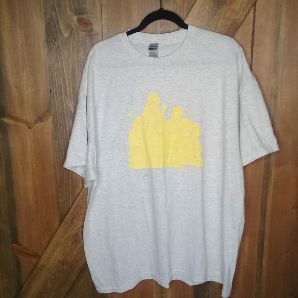 The Breakfast Club Movie 80s Grey Yellow Graphic Character Tee Sz 2XL